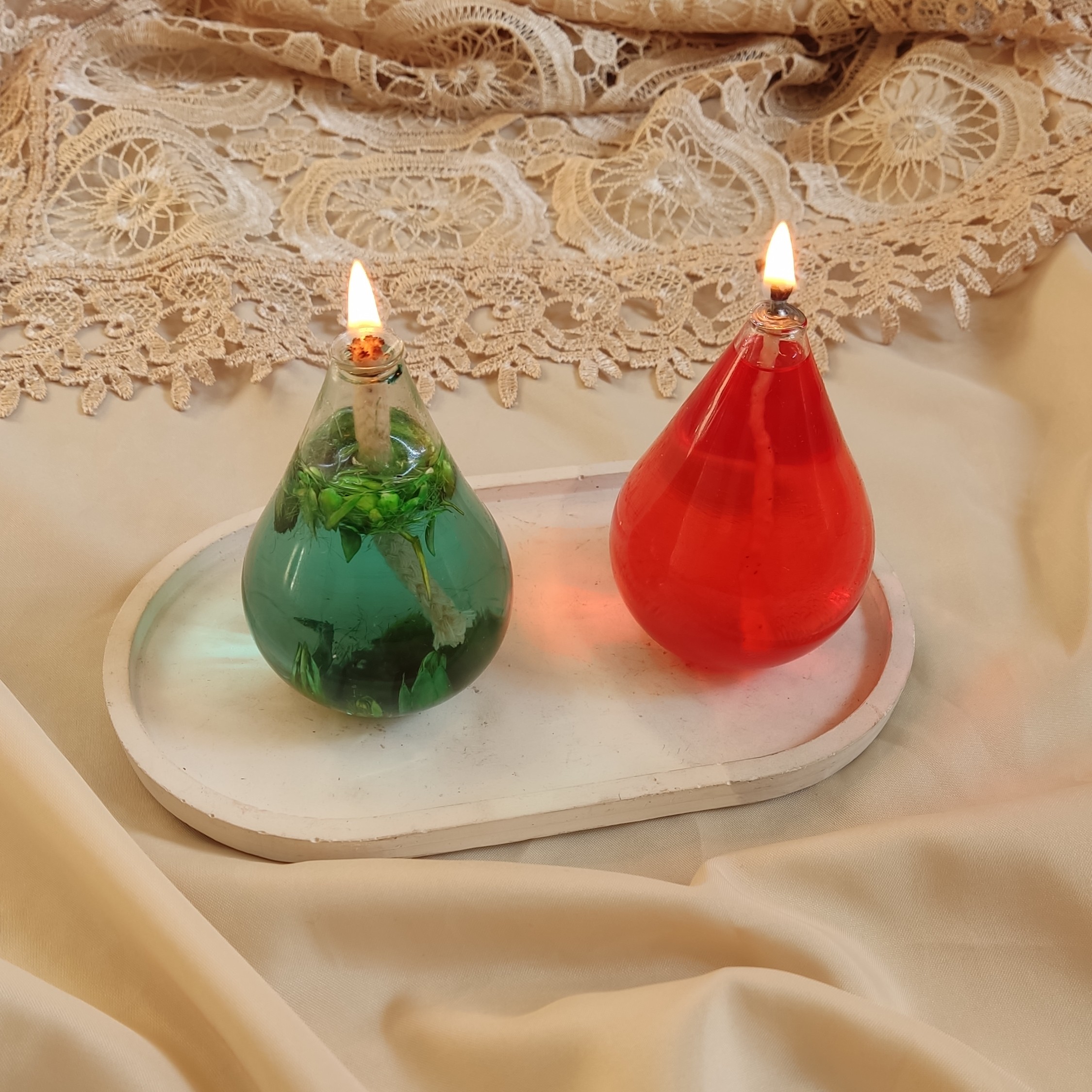 شمع مایع (پارافین مایع) با جاشمعی مدل اشک پیرکس