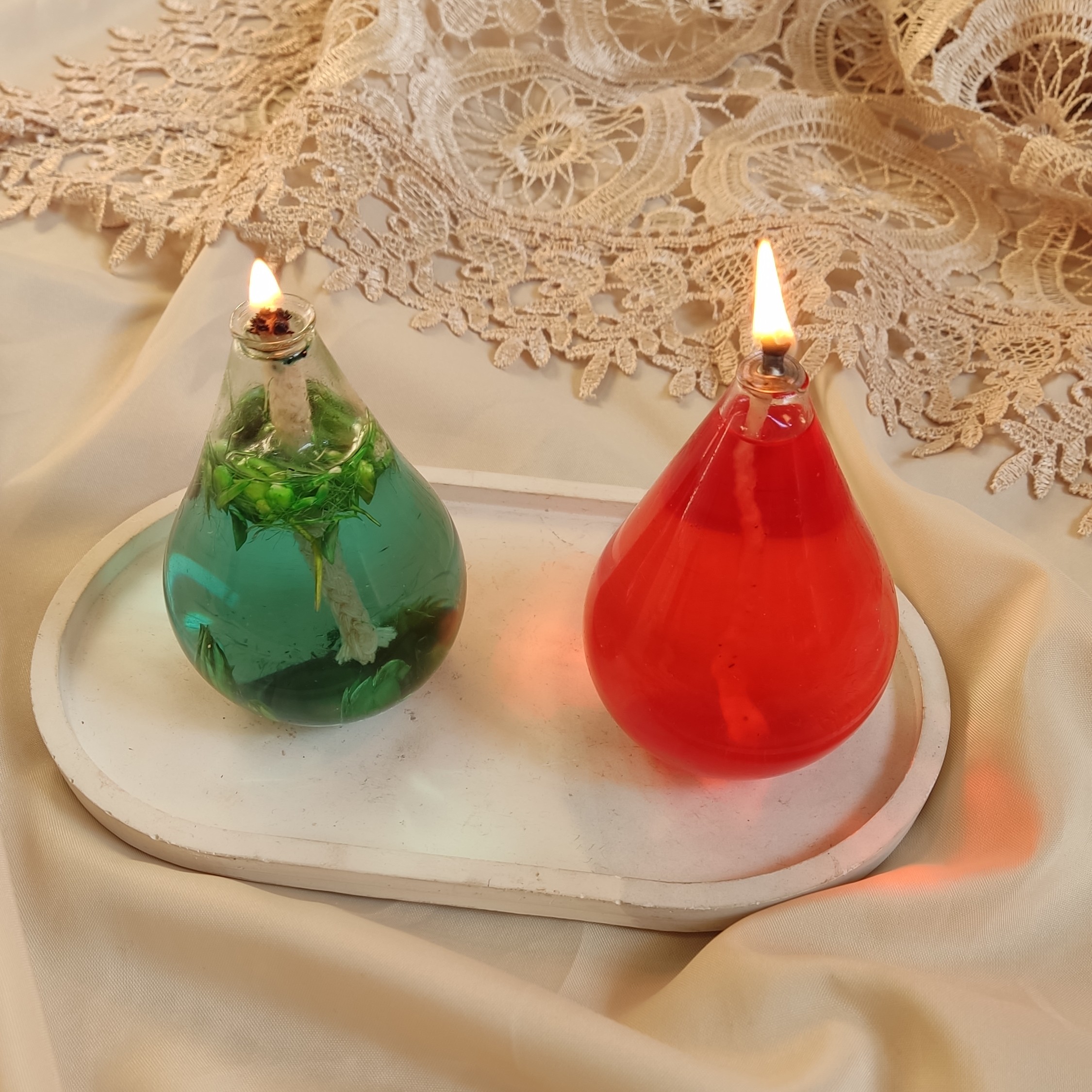 شمع مایع (پارافین مایع) با جاشمعی مدل اشک پیرکس