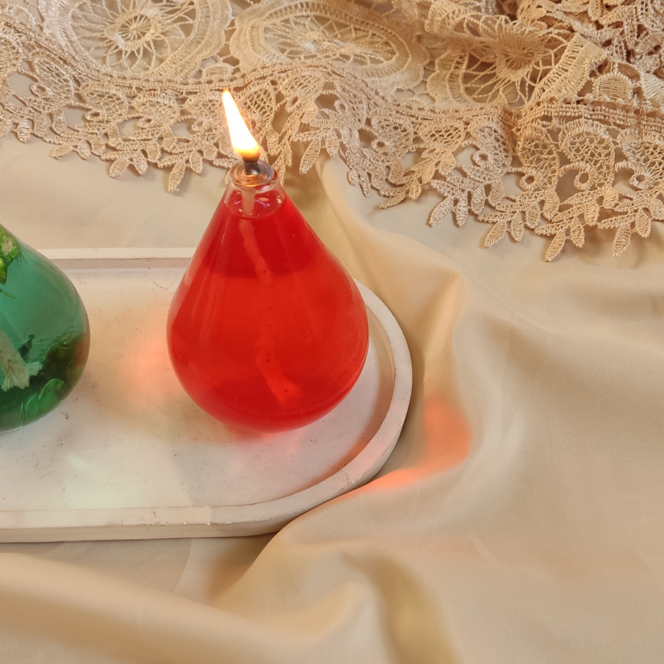 شمع مایع (پارافین مایع) با جاشمعی مدل اشک پیرکس