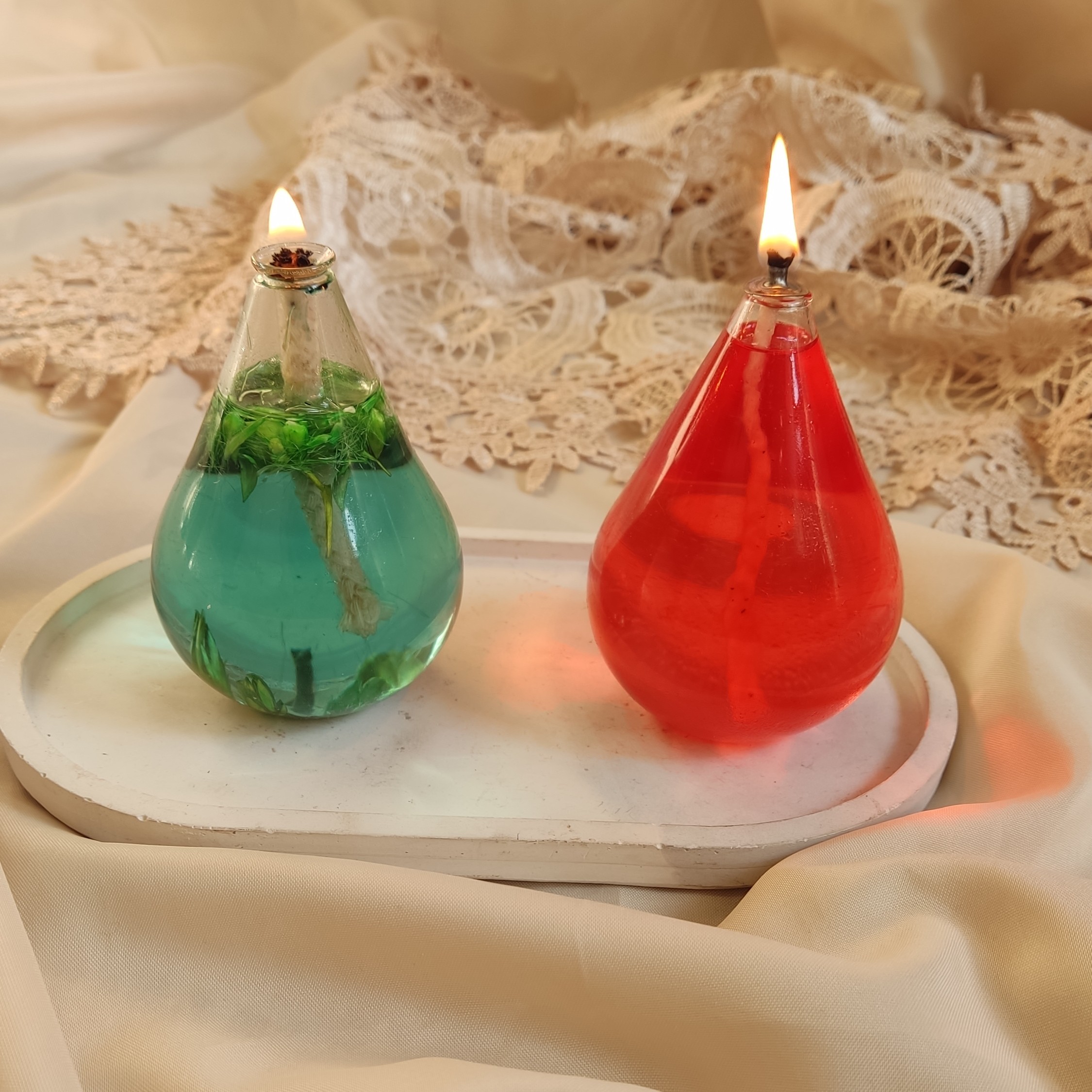 شمع مایع (پارافین مایع) با جاشمعی مدل اشک پیرکس