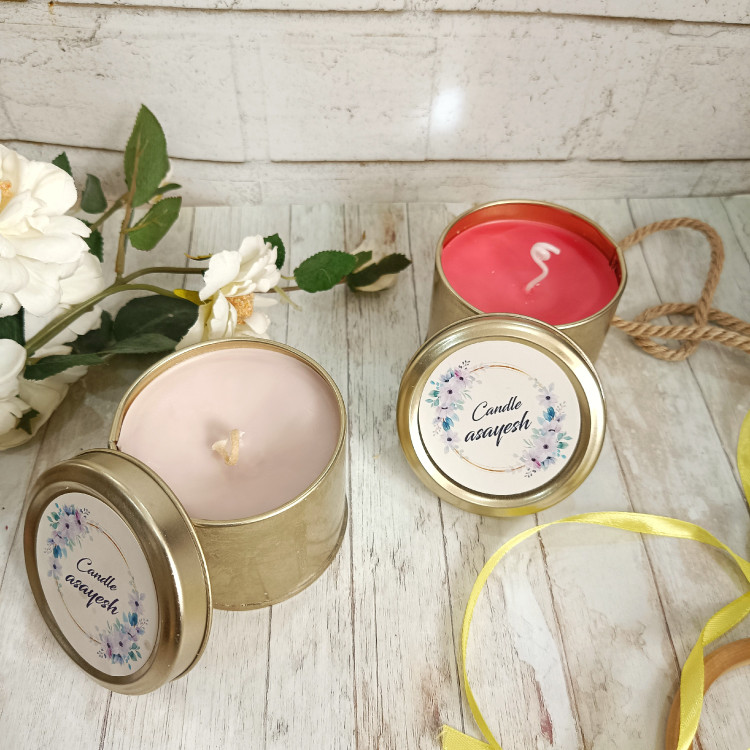 شمع عطری درب دار قوطی فلزی قطر6