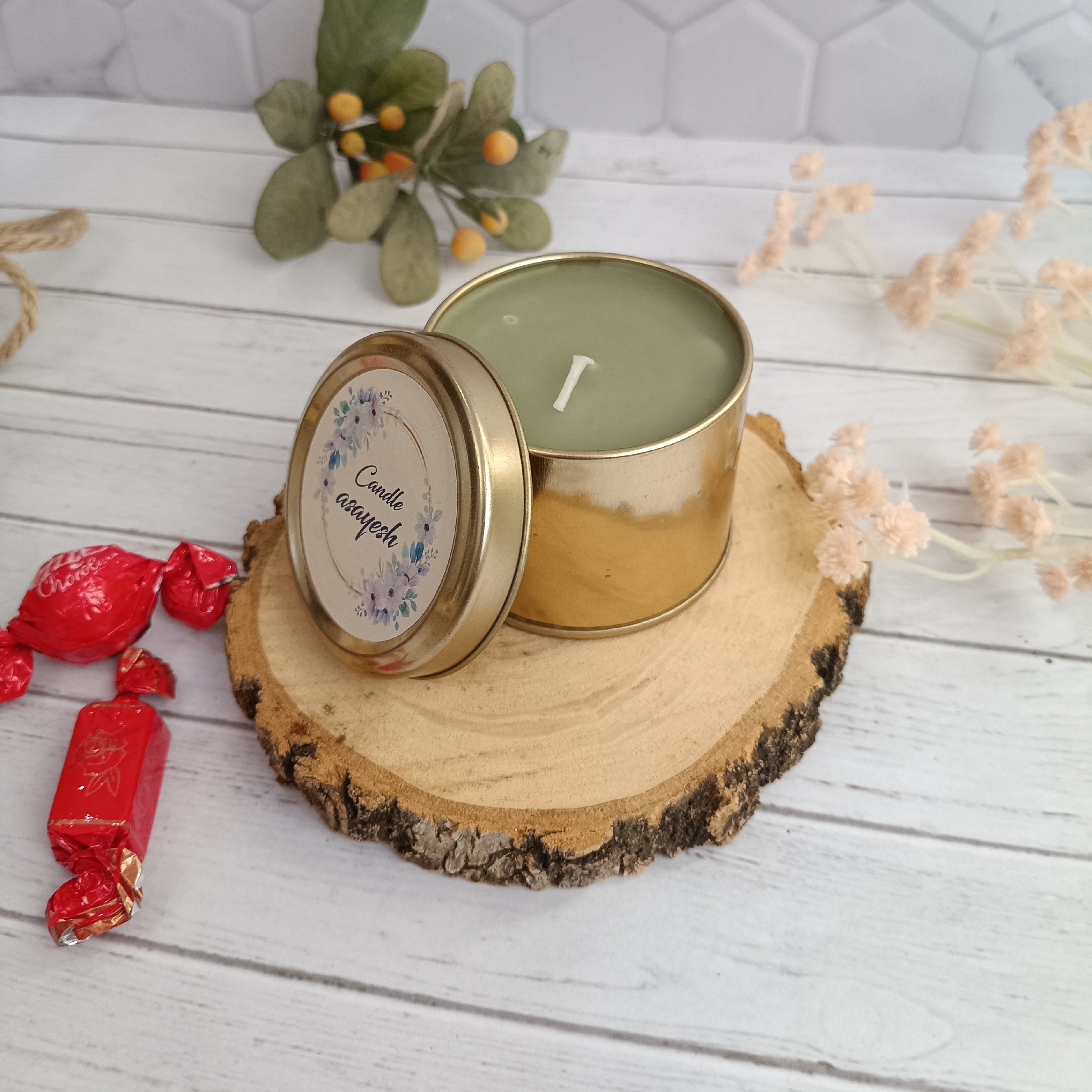 شمع عطری درب دار قوطی فلزی قطر6