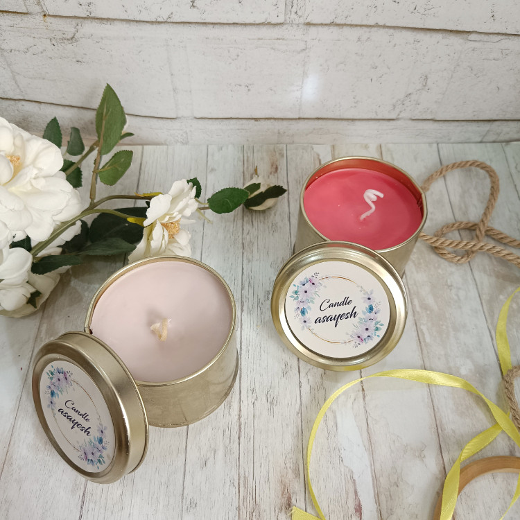 شمع عطری درب دار قوطی فلزی قطر6