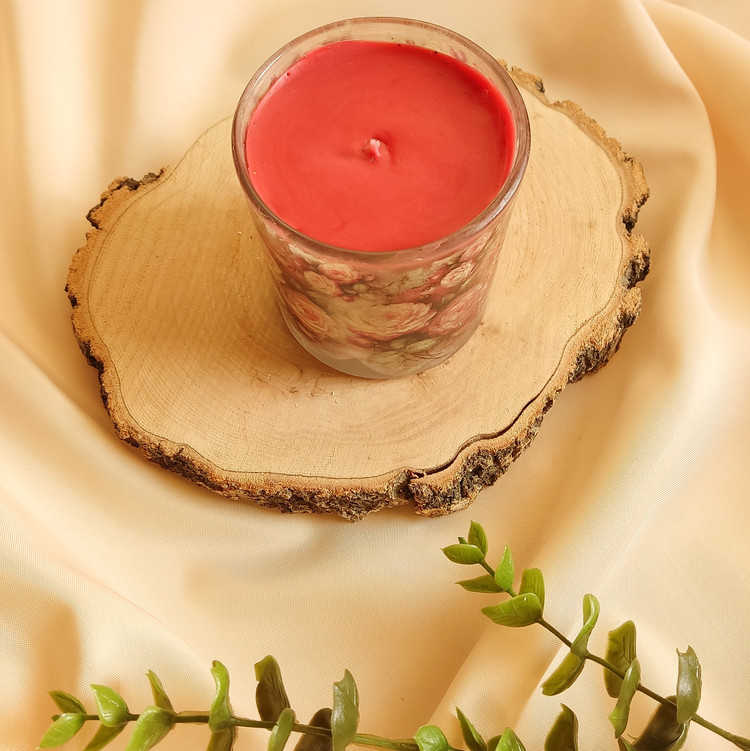 شمع عطری لیوانی گلدار