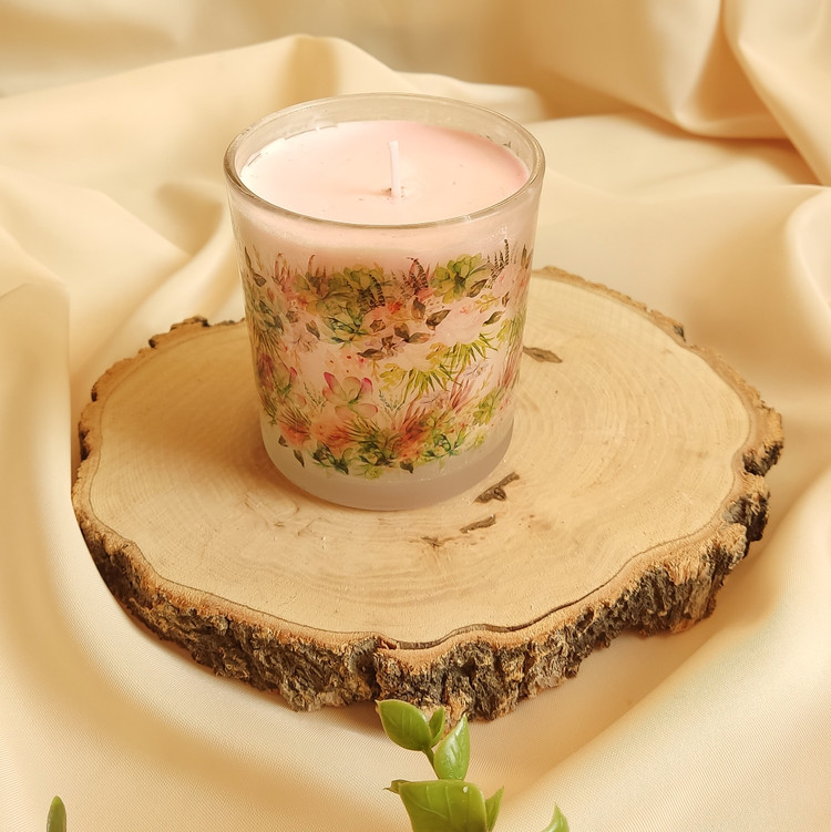 شمع عطری لیوانی گلدار