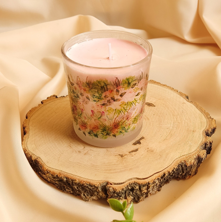 شمع عطری لیوانی گلدار