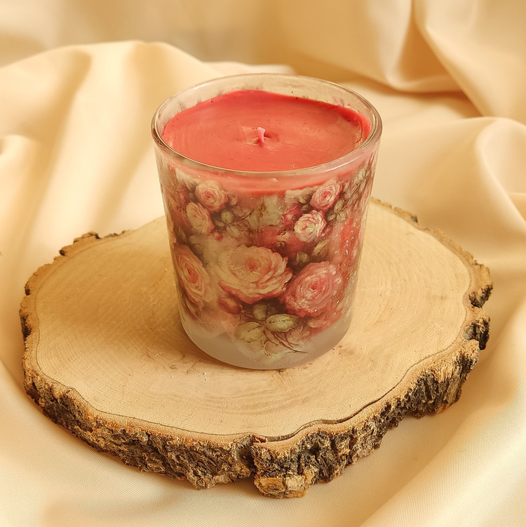 شمع عطری لیوانی گلدار
