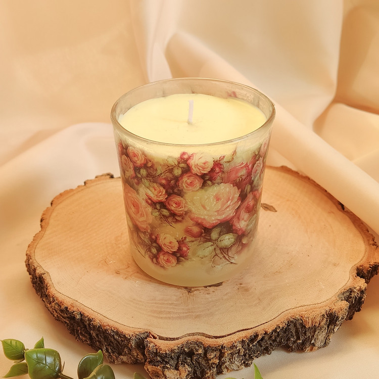 شمع عطری لیوانی گلدار